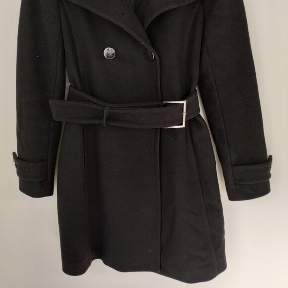 T. Babaton Virgin Wool Coat Small Black Classic Office Winter Coquette Neutral - Picture 3 of 13